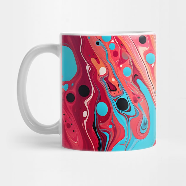 Vivid Vermilion and Turquoise Abstract by AbstractGuy